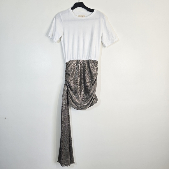 NWT Anthropologie Porridge Crewneck Metallic Twofer Mini Dress XS Flawed - Picture 3 of 11